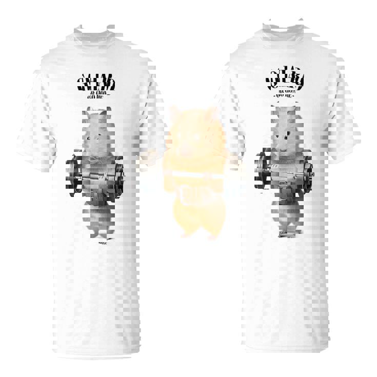ハムスター ウェイトリフティング フィットネスジム Tシャツ