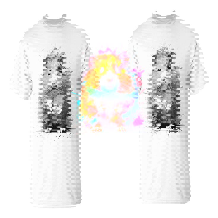 ハムスター 動物 カラフル モチーフ 抽象 アート 絵画 ハムスター Tシャツ