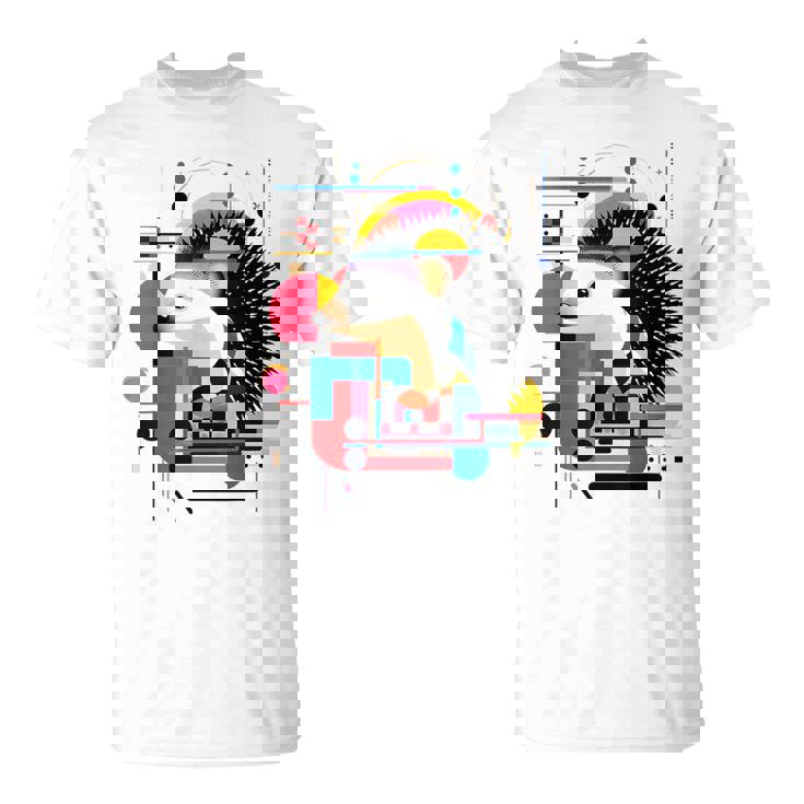 ハリネズミ アート 幾何学 動物 抽象 グラフィック ハリネズミ Tシャツ