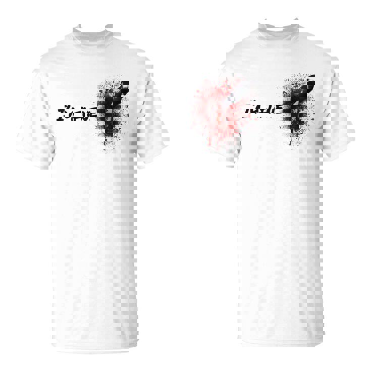 ハロウィンホラー血染み傷＆血傷元気です Tシャツ