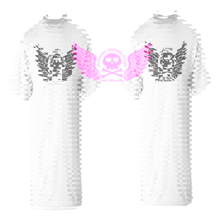 バイク おもしろ ドクロ 可愛い ハート オートバイ 羽ばたく翼 バックプリント 天使 Tシャツ