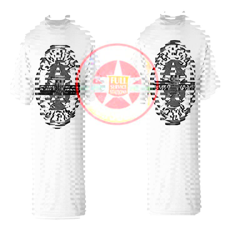 バックプリントのみ レトロ ビンテージ ガソリンスタンド スター モーター オイルカー Tシャツ