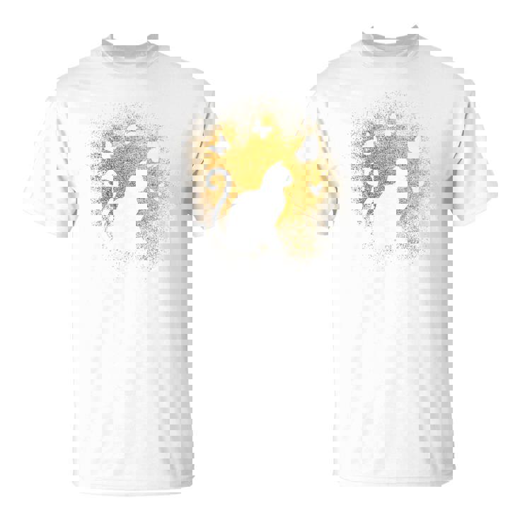 バックプリントの猫のシルエット Tシャツ