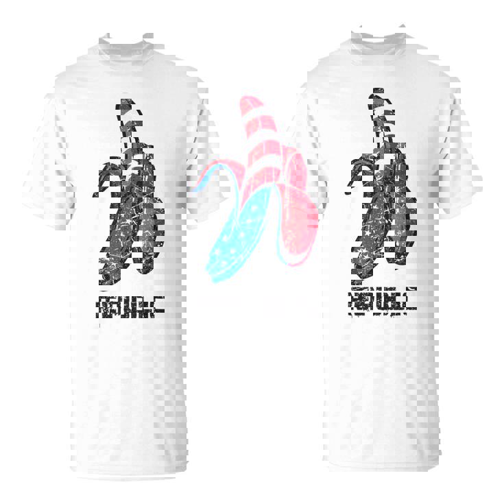 バナナ アメリカ国旗 パトリオット アメリカ パーティー ファニー フルーツ リパブリック Tシャツ