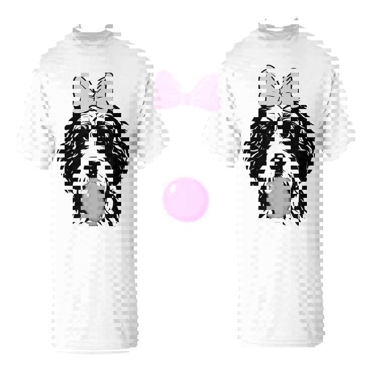 バブルガムを持つバーネドゥードル犬 Tシャツ