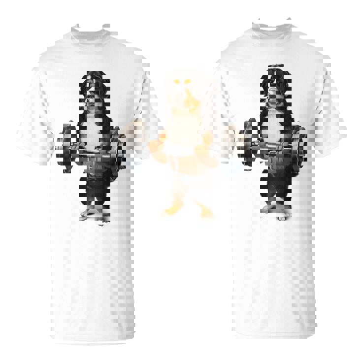 バーニーズマウンテンドッグ ウェイトリフティング フィットネスジム Tシャツ