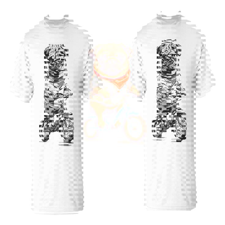 パグ いぬ イラスト パグ好き 犬好き 自転車 かわいい おもしろ レトロ かっこいい Tシャツ