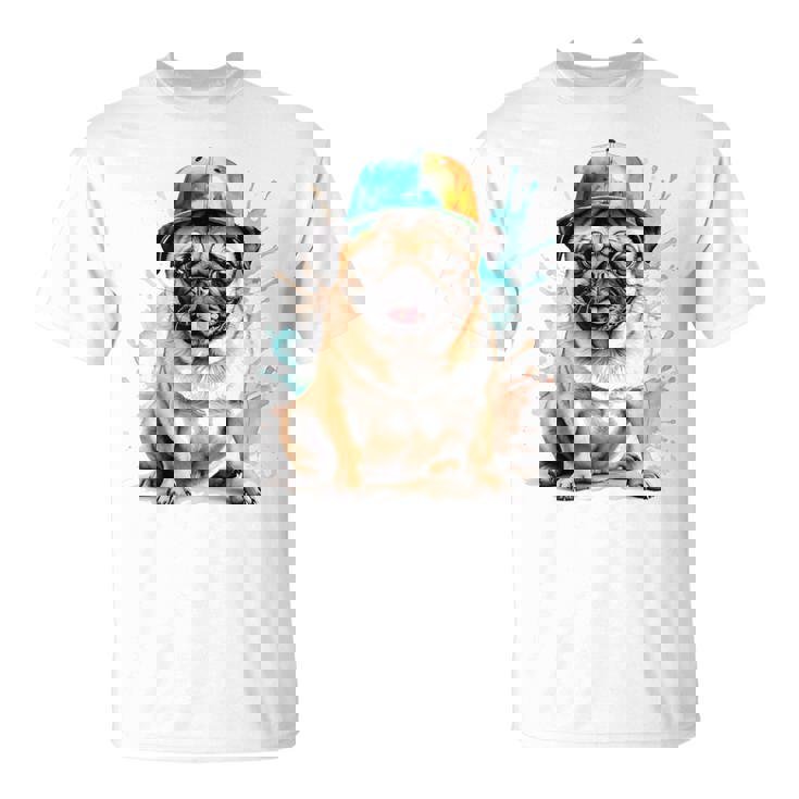 パグ、スナップバック キャップ、犬、カラフル、面白い、動物プリント Tシャツ