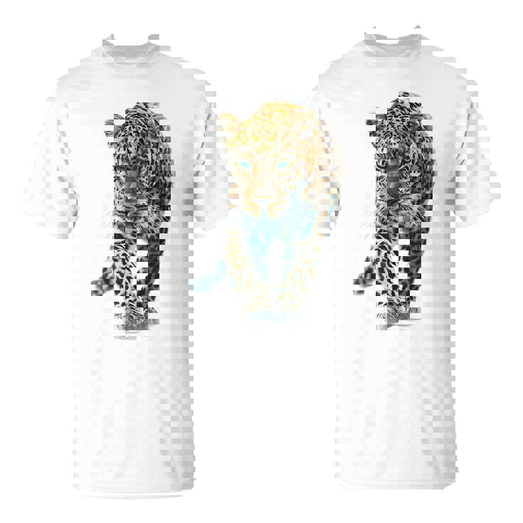 ヒョウ アニマルプリント モチーフ 描画 ポートレート ヒョウ Tシャツ