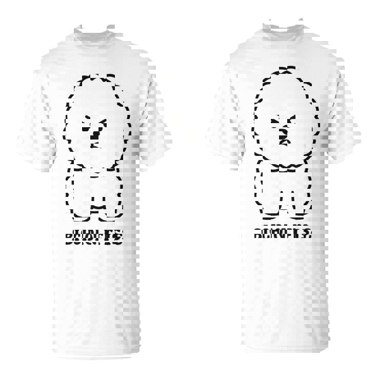 ビションフリーゼ 犬 怒る かわいい おもしろ イラスト シンプル 簡単 Bichon Frise 長袖tシャツ Tシャツ