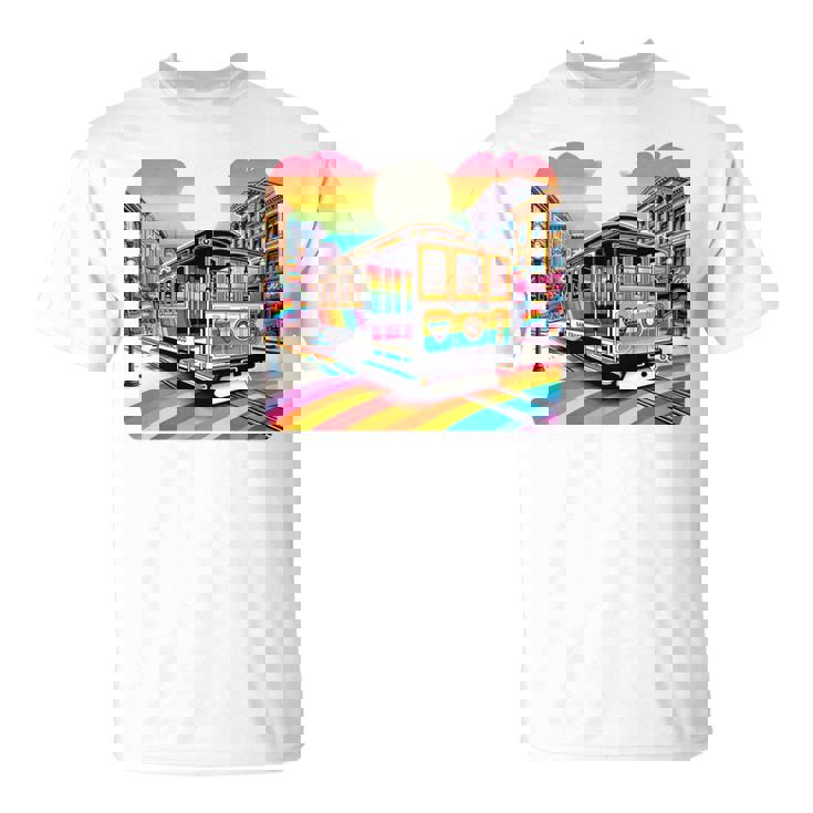 ビンテージ サンフランシスコ ケーブルカーf カストロ カリフォルニア Lgbtq 長袖tシャツ Tシャツ