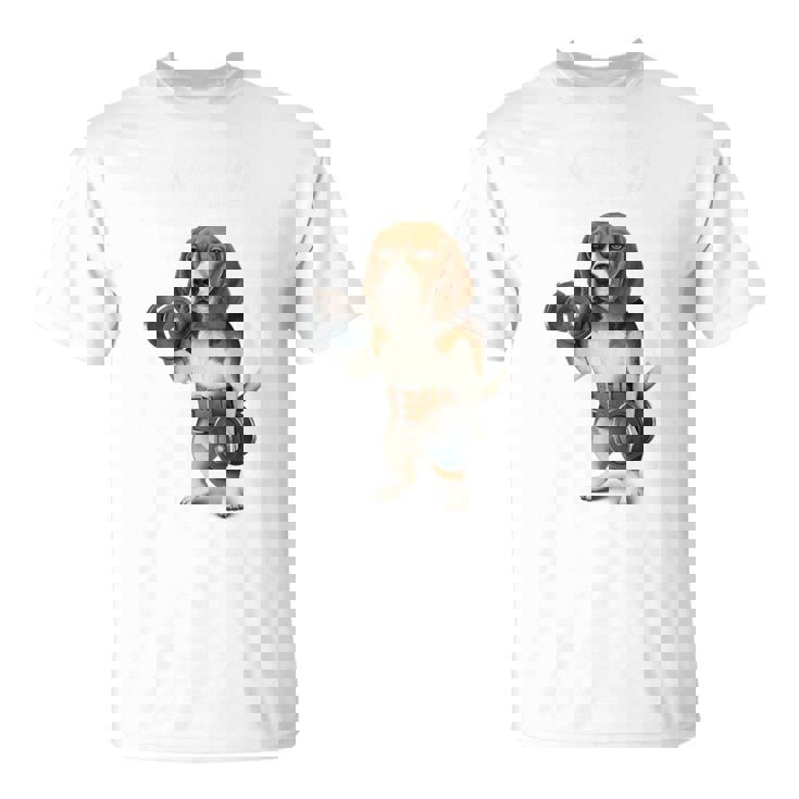 ビーグル 犬 ダンベル 筋トレ 筋肉 ワークアウト ジム Tシャツ