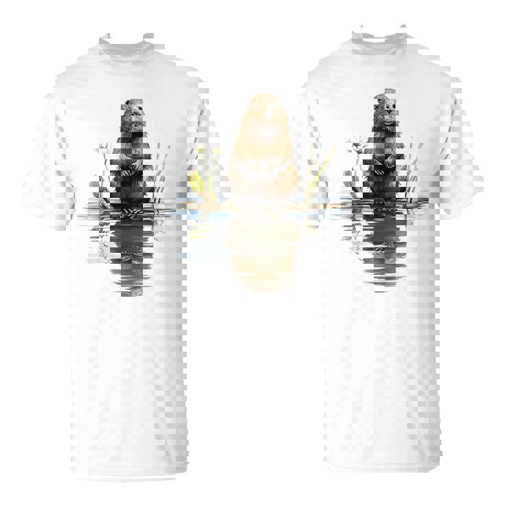 ビーバー 恋人 動物 アート イラスト グラフィック ビーバー Tシャツ