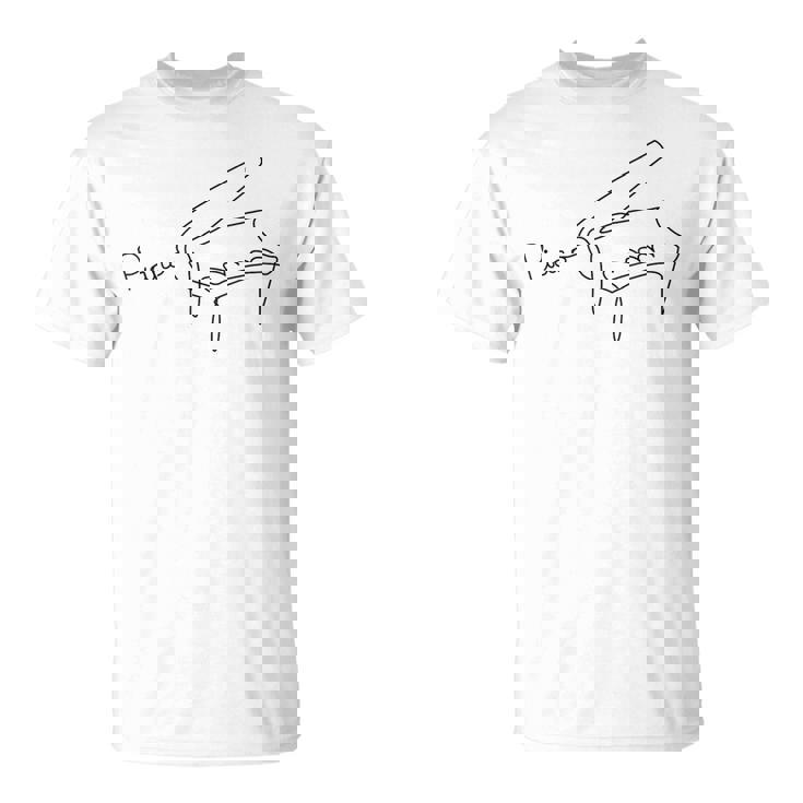 ピアニスト デザイン ワンライン グランドピアノ Tシャツ