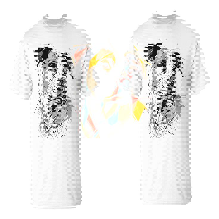 ピットブル 抽象 ペット お絵かき イラスト 動物 ピットブル Tシャツ