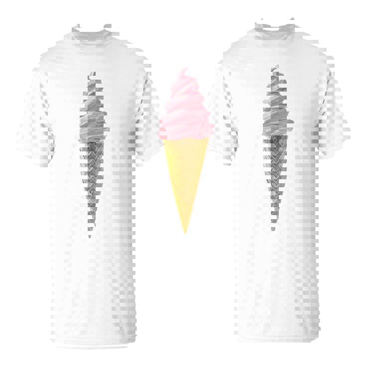 ピンク ソフトサーブ ストロベリー アイスクリーム コーン Tシャツ