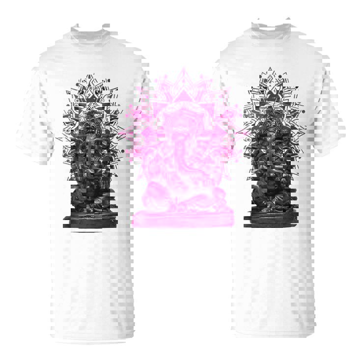 ピンク 象 ヒンドゥー教 ガネーシャ オーナメント Tシャツ