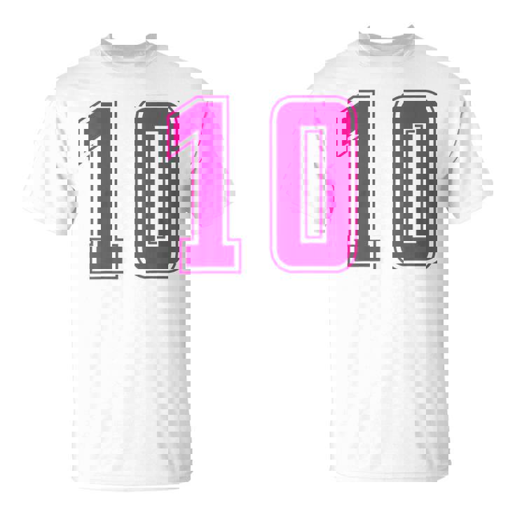 ピンク色背番号 10 チーム短大スポーツピンク色背番号付きユニフォーム Tシャツ