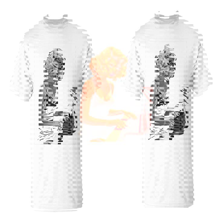 ピンナップガール ピアノ ピアニスト ヴィンテージ 長袖tシャツ Tシャツ