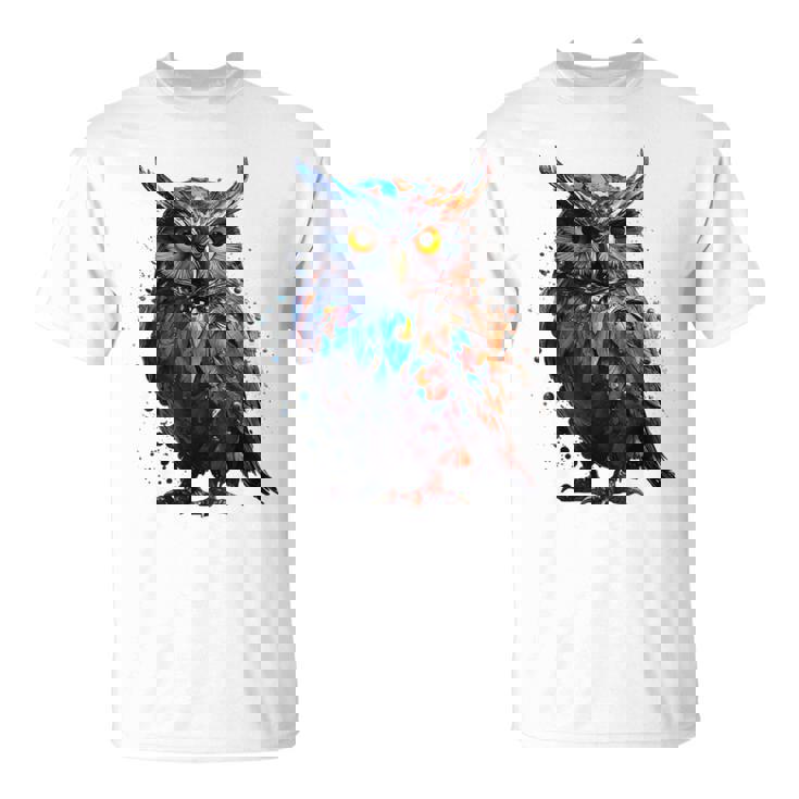 フクロウ アートワーク 動物 フクロウ Tシャツ