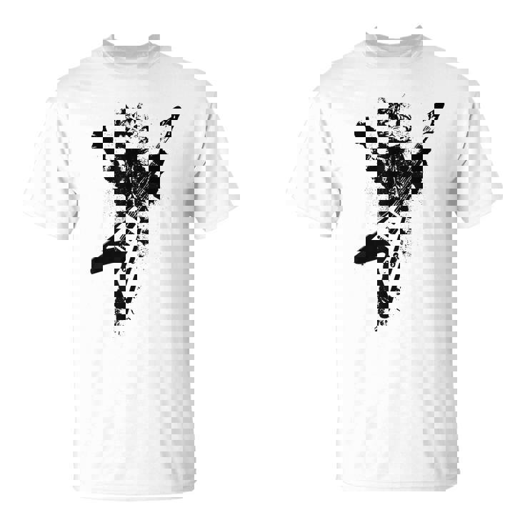 フライングvギターで遊ぶ猫 Tシャツ