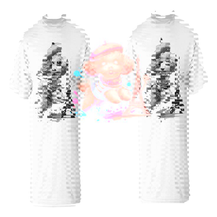 フランス パリ エッフェル塔 ファッション トイ プードル パリ 子犬 Tシャツ