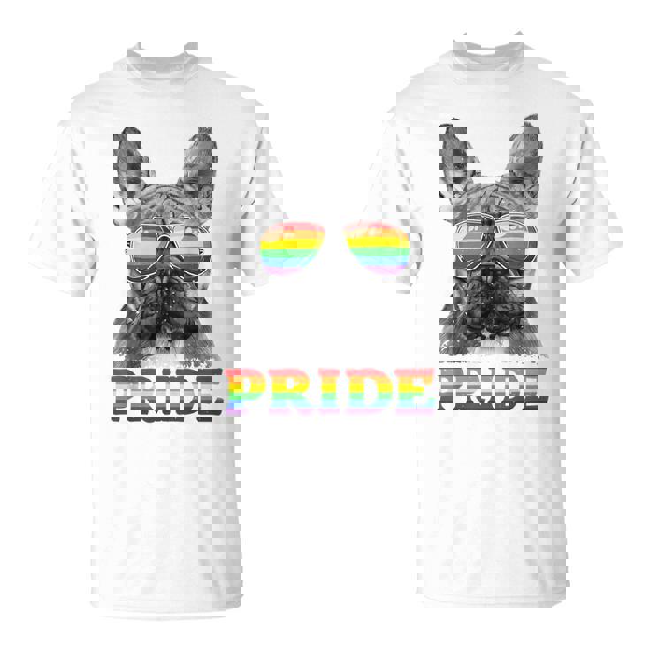 フレンチブルドッグ ゲイプライド Lgbt レインボーフラッグ サングラス Lgbtq Tシャツ