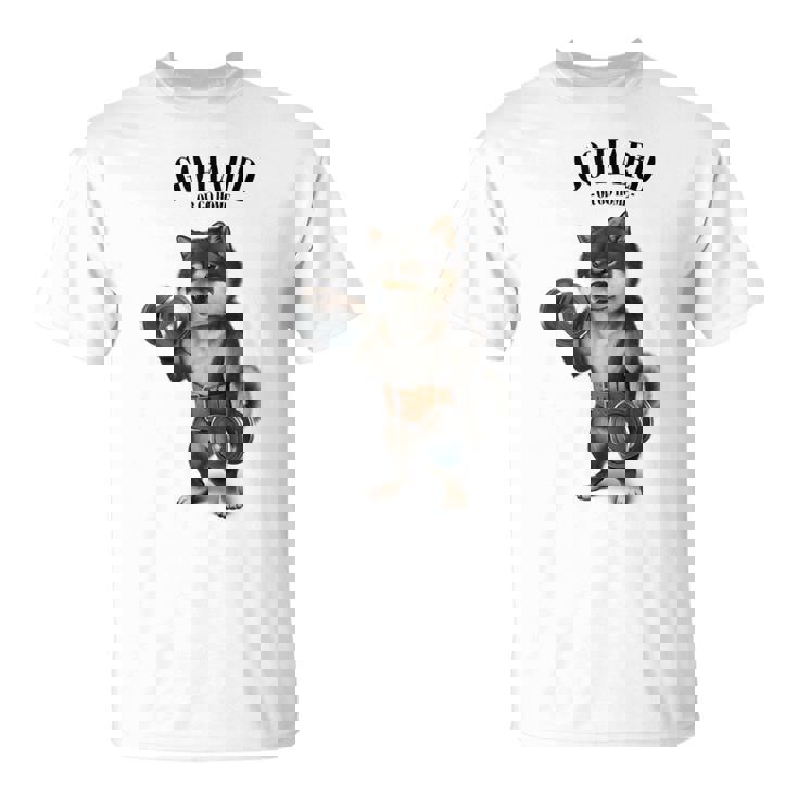 ブラック柴犬 筋トレ ダンベル付き フィットネスジム Tシャツ