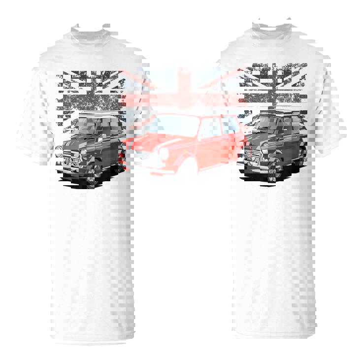 ブリティッシュクラシックカー レッドミニスポーツカー Tシャツ
