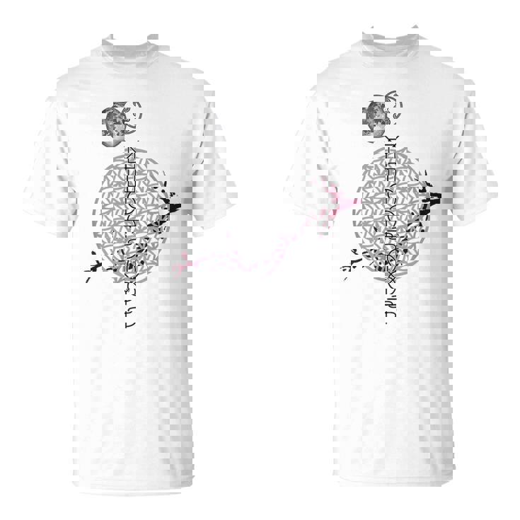 ホツマ文字 ヲシテ文字 フラワーオブライフ とほかみえみため とほかみゑひため 桜 月 アウワ 開運 言霊 宇宙 お守り Tシャツ