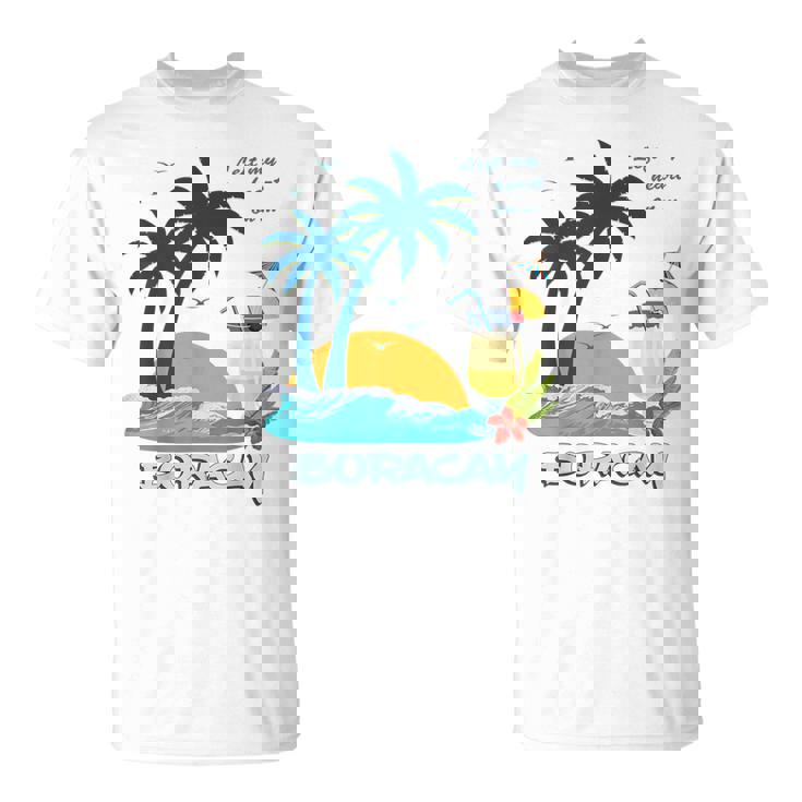 ボラカイ島 ヤシの木 日没 花 フィリピン ビーチ カクテル パラワン島 東南アジア 海鳥 島 贈り物 海 お土産 セブ Tシャツ
