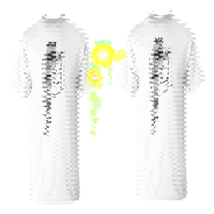 ポケットに入ったかわいいひまわり クリスマスギフト Tシャツ