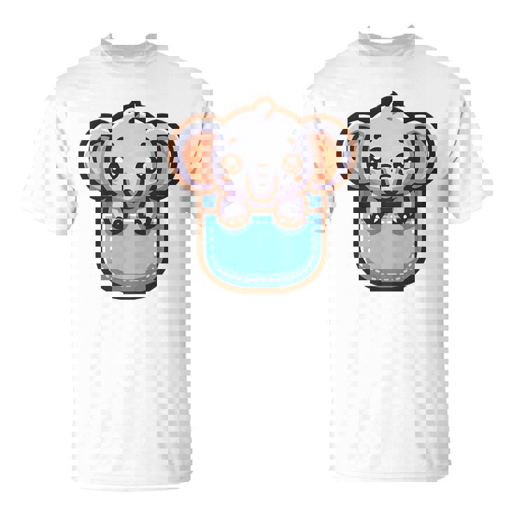 ポケットに入ったかわいい象 Tシャツ