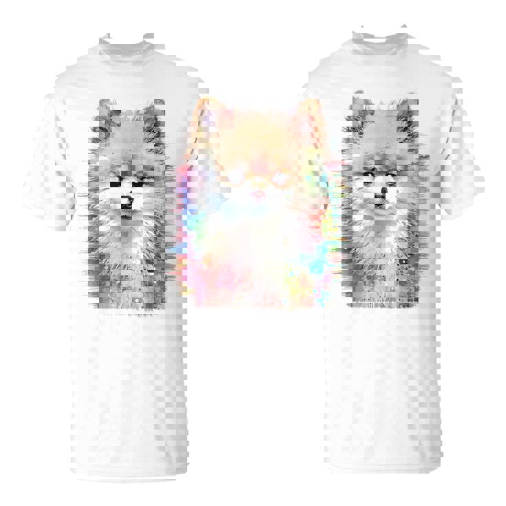 ポメラニアン 抽象画 グラフィック 絵画 動物 ポメラニアン Tシャツ