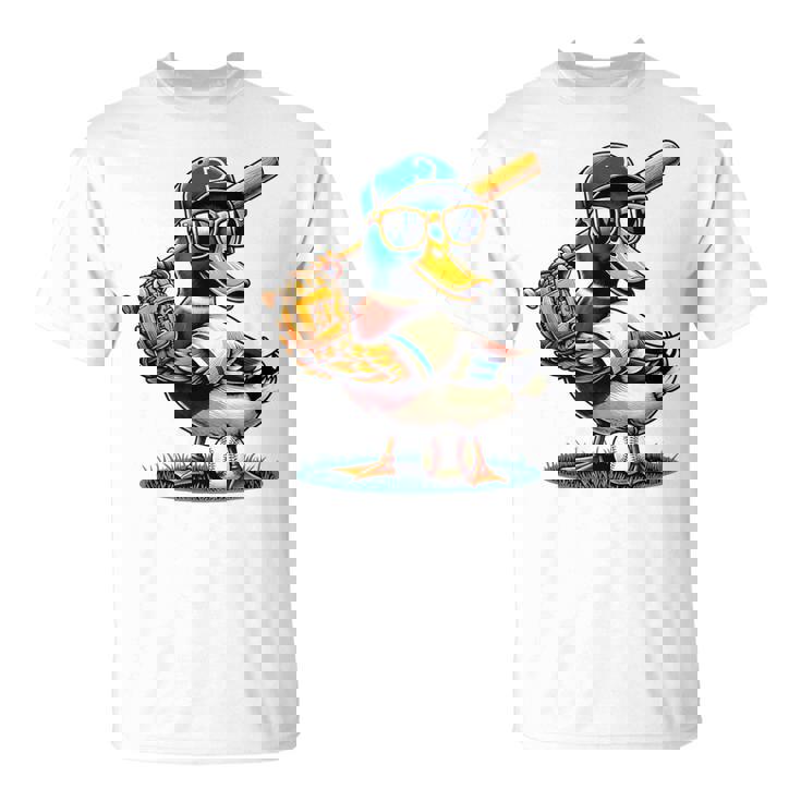 マガモのアヒル 野球愛好家 アヒル 野球 Tシャツ