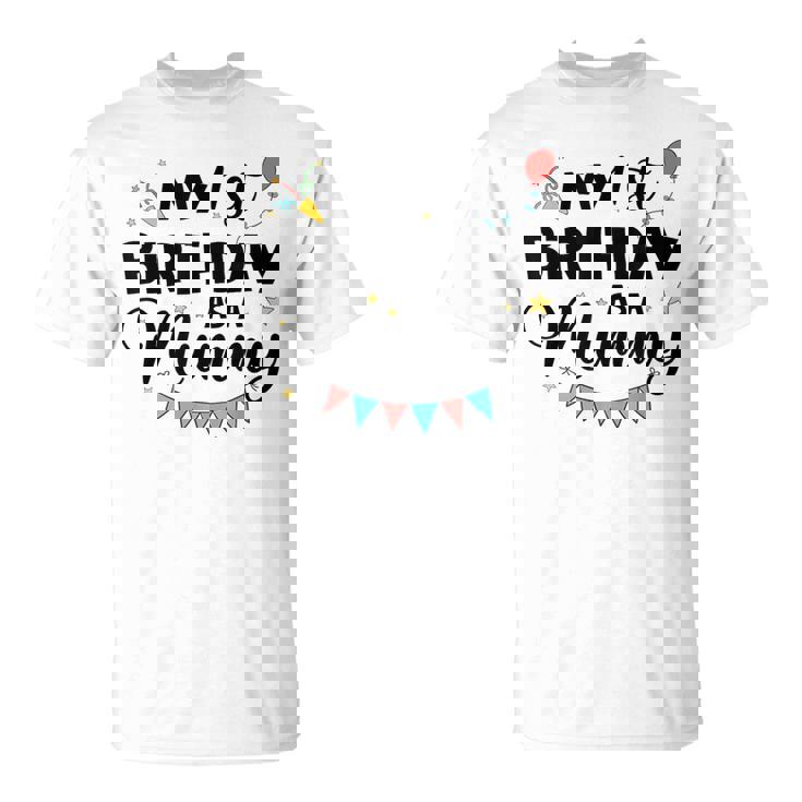 ママとしての私の1歳の誕生日パーティーイヤーを祝うママ Tシャツ