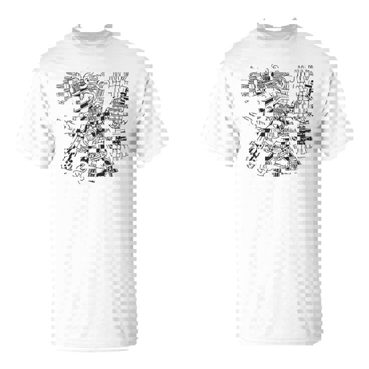 マヤの守護神テスカトリポカの戦士アステカインディアンメキシコ Tシャツ