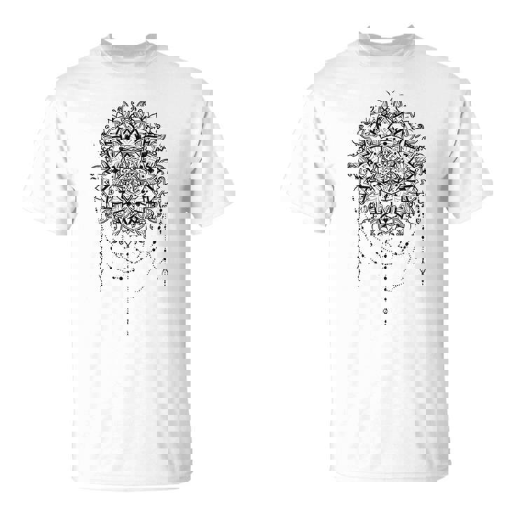 マンダラフラワー神聖幾何学フラクタルアート良い雰囲気 Tシャツ