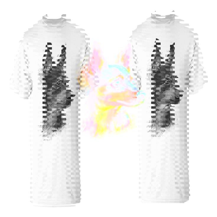 ミニチュア ピンシャー 犬 ペット アート カラフル ミニチュア ピンシャー Tシャツ