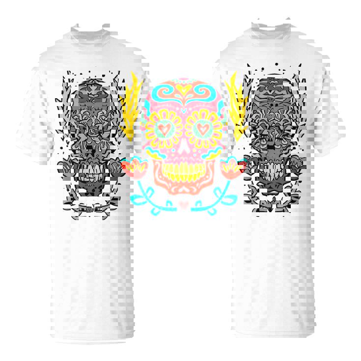 メキシカンホリデー カーニバル マスク カラフル スカル Tシャツ