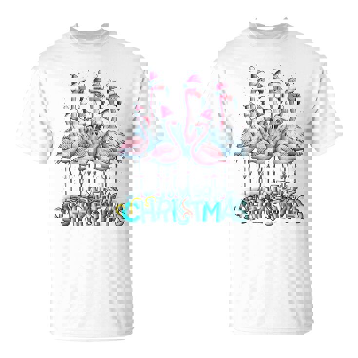 メリークリスマス フラミンゴスクワッド トロピカルスタイル 長袖tシャツ Tシャツ