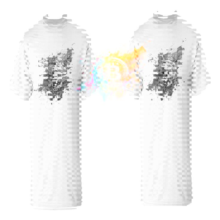 モダンビットコインアート Hodl Btc Btcアート カラフルなビットコイン Tシャツ