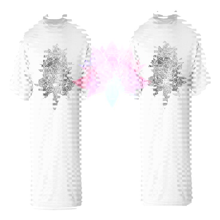 ヨガ 瞑想 カラフル ボーホー ロータス 曼荼羅 蓮の花 Tシャツ