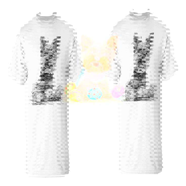 ヨーキー ヨークシャーテリア 犬種 ハッピーイースター メンズ レディース Tシャツ