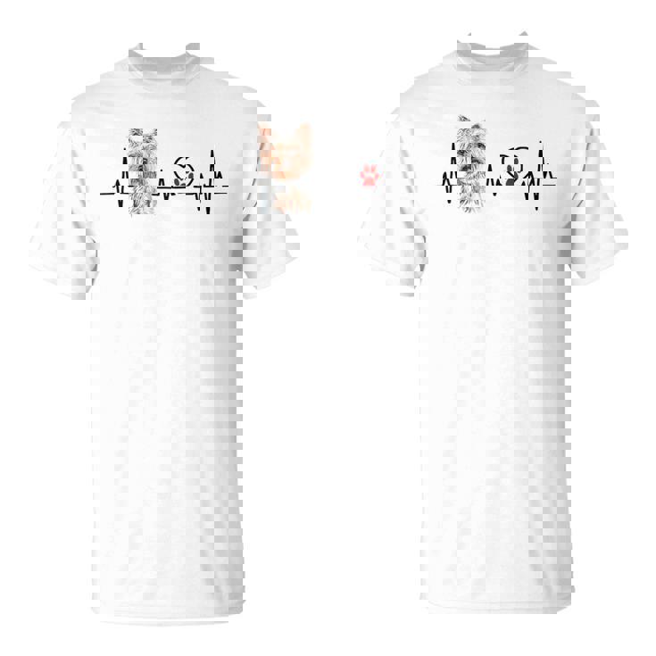 ヨークシャーテリア 心電図 ハートビート ハートライン 犬好き Tシャツ