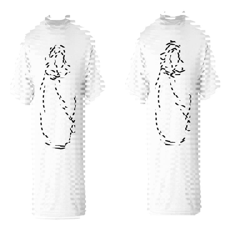 ラインタトゥー、ラインアートtシャツ、ミニマリストな犬のモチーフ Tシャツ