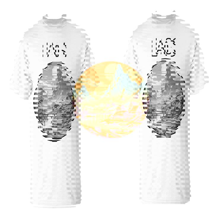 ラオスの風景 アールデコ Tシャツ