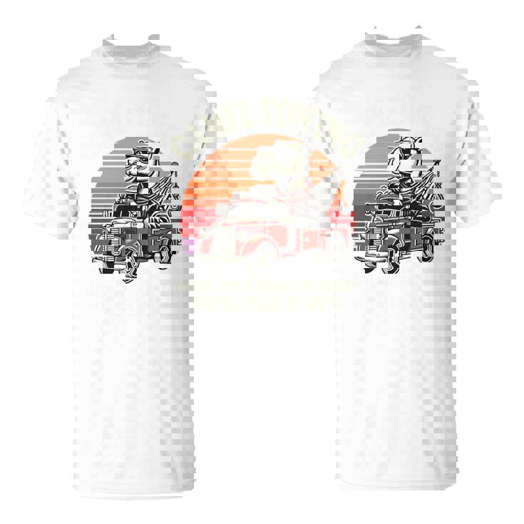 ラクダ牽引、しっかりと固定されている場合は引き出します。 長袖tシャツ Tシャツ