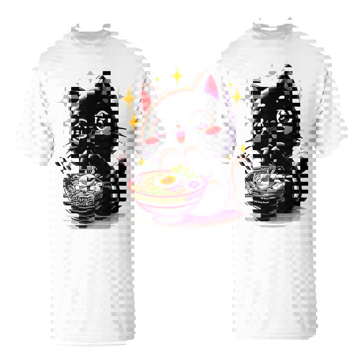 ラーメン猫かわいいアニメ猫ラーメン愛好家甘い Tシャツ