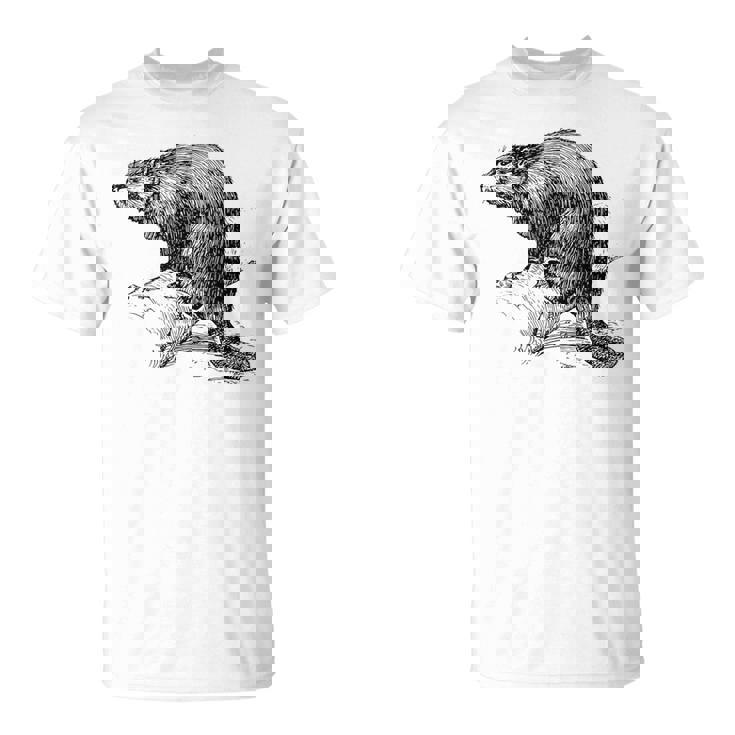 リアルなビーバースケッチ Tシャツ